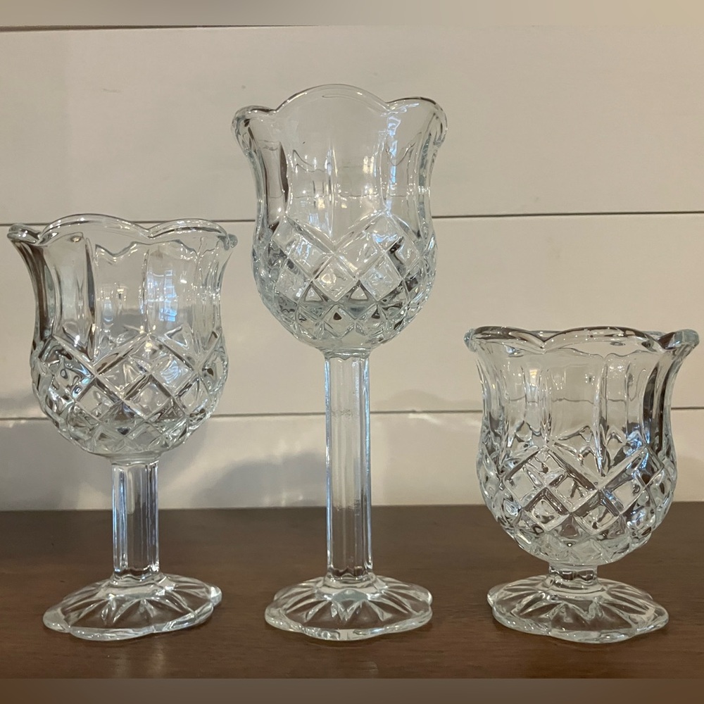 Vintage HomCo Tulip Glass Tiered Votive Set of 3